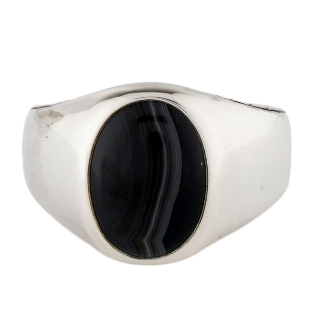 JOHN HARDY AGATE STERLING SILVER 925 CLASSIC CHAIN SIGNET RING